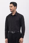 Buy_Kaka Calcutta_Black Cotton Embroidery Pintuck Hand Shirt _Online_at_Aza_Fashions