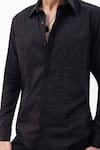 Buy_Kaka Calcutta_Black Cotton Embroidery Hand Shirt _Online_at_Aza_Fashions