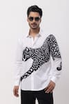 Buy Kaka Calcutta White Cotton Embroidery Hand Cheetah Design Shirt at Aza Fashions Buy_Kaka Calcutta_White Cotton Embroidery Hand Cheetah Design Shirt _at_Aza_Fashions