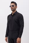 Kaka Calcutta Black Cotton Embroidery Hand Shirt Online at Aza Fashions Kaka Calcutta_Black Cotton Embroidery Hand Shirt _Online_at_Aza_Fashions