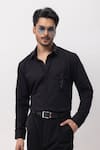 Buy_Kaka Calcutta_Black Cotton Embroidery Hand Shirt _at_Aza_Fashions
