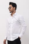 Kaka Calcutta_White Cotton Embroidery Hand Designer Shirt _Online_at_Aza_Fashions