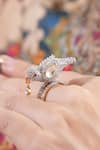Buy_Vasundhara_Gold Plated Rhinestones, Pearls Sharanya Bird Design Ring _at_Aza_Fashions