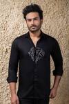 Buy_Priyanka Haralalka_Black Embroidery Hand Designer Shirt _at_Aza_Fashions