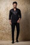 Priyanka Haralalka_Black Embroidery Hand Designer Shirt _at_Aza_Fashions