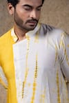 Buy_Priyanka Haralalka_Yellow Cotton, Silk Mirrors Work Kurta And Pant Set _Online_at_Aza_Fashions