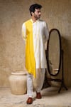 Priyanka Haralalka_Yellow Cotton, Silk Mirrors Work Kurta And Pant Set _at_Aza_Fashions