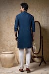 Shop_Priyanka Haralalka_Navy Cotton, Silk Blue Kurta Pant Set _at_Aza_Fashions