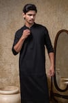 Priyanka Haralalka_Black Cotton, Silk Embroidery Cord Kurta And Pant Set _at_Aza_Fashions