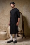 Buy_Priyanka Haralalka_Black Cotton, Silk Embroidery Cord Kurta And Pant Set 