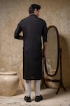 Shop_Priyanka Haralalka_Black Cotton, Silk Embroidery Cord Kurta And Pant Set _at_Aza_Fashions