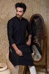 Shop_Priyanka Haralalka_Black Cotton, Silk Embroidery Shadow Kurta And Pant Set _Online_at_Aza_Fashions