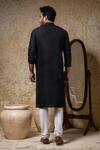 Shop_Priyanka Haralalka_Black Cotton, Silk Embroidery Shadow Kurta And Pant Set _at_Aza_Fashions