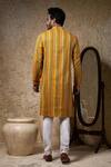 Shop_Priyanka Haralalka_Mustard Linen, Silk Designer Multicolour Kurta Set _at_Aza_Fashions