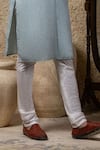 Priyanka Haralalka_Blue Cotton, Linen Embroidery Sea Applique Kurta Set _Online_at_Aza_Fashions