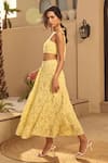 House Of Eda_Yellow Cotton Embroidery Square Neck Co-ord Set _Online_at_Aza_Fashions