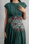 Neelu And Manvi_Green Georgette Applique Round Neck Designer Dress _at_Aza_Fashions