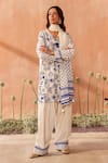 Seema Nanda Ivory Cotton, Poplin Embroidery Keyhole , Round Nilofer Kurta Set Online at Aza Fashions Seema Nanda_Ivory Cotton, Poplin Embroidery Keyhole , Round Nilofer Kurta Set _Online_at_Aza_Fashions