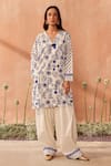 Buy Seema Nanda Ivory Cotton, Poplin Embroidery Keyhole , Round Nilofer Kurta Set Buy_Seema Nanda_Ivory Cotton, Poplin Embroidery Keyhole , Round Nilofer Kurta Set