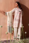 Buy_Seema Nanda_Ivory Cotton, Poplin Embroidery Round Neck Floral Print Kurta Set _at_Aza_Fashions