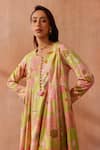 Buy_Seema Nanda_Lime Cotton, Poplin Embroidery, Pom-poms Round Neck Gulzar Kurta Set _Online_at_Aza_Fashions