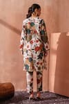 Seema Nanda_Multi Color Cotton, Poplin Round Neck Floral Print Sharvani Kurta Set _Online_at_Aza_Fashions