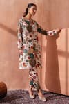 Buy_Seema Nanda_Multi Color Cotton, Poplin Round Neck Floral Print Sharvani Kurta Set _Online_at_Aza_Fashions