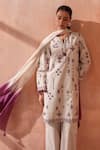 Buy_Seema Nanda_Beige Cotton, Poplin Embroidery Round Neck Varnika Kurta Set _Online_at_Aza_Fashions