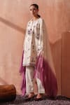 Shop_Seema Nanda_Beige Cotton, Poplin Embroidery Round Neck Varnika Kurta Set _Online_at_Aza_Fashions