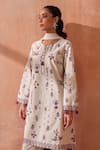 Seema Nanda_Beige Cotton, Poplin Embroidery Round Neck Varnika Kurta Set _at_Aza_Fashions