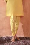 Seema Nanda_Yellow Cotton, Poplin Embroidery Round Neck Lemon Nooriya Kurta Set _Online_at_Aza_Fashions