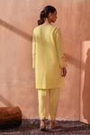 Buy_Seema Nanda_Yellow Cotton, Poplin Embroidery Round Neck Lemon Nooriya Kurta Set _Online