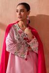 Buy_Seema Nanda_Pink Cotton, Poplin Embroidery Round Neck Fiza Kurta Set _Online_at_Aza_Fashions