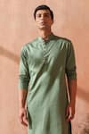 Seema Nanda_Green Cotton Sage Giza Kurta Set _Online_at_Aza_Fashions