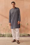 Buy_Seema Nanda_Charcoal Cotton Embroidery Grey Raunak Kurta Set _at_Aza_Fashions