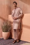 Buy_Seema Nanda_Brown Cotton Embroidery Light Giza Kurta Set _at_Aza_Fashions