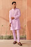 Buy_Seema Nanda_Lilac Cotton Embroidery Giza Kurta Set _at_Aza_Fashions