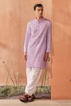 Seema Nanda_Lilac Cotton Embroidery Giza Kurta Set _at_Aza_Fashions