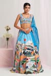 Buy_House Of Akshata_Multi Color Bemberg, Georgette, Tissue, Satin Beads, Vibrant Lehenga Set _at_Aza_Fashions