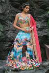 Buy House Of Akshata Blue Organza, Satin Fabric Flowers, Embroidery Round Cyan Storyland Lehenga Set at Aza Fashions Buy_House Of Akshata_Blue Organza, Satin Fabric Flowers, Embroidery Round Cyan Storyland Lehenga Set _at_Aza_Fashions