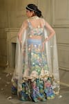 House Of Akshata_Blue Georgette, Net, Crepe Sequins, Embroidery Round Pastel Hand Lehenga Set _Online_at_Aza_Fashions