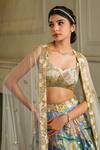 Shop_House Of Akshata_Blue Georgette, Net, Crepe Sequins, Embroidery Round Pastel Hand Lehenga Set _Online_at_Aza_Fashions