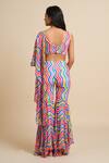 Shop_House Of Akshata_Multi Color Georgette Sequins, Beads V-neck Vibrant Elegance Drape Sharara Set _at_Aza_Fashions