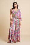 Buy_House Of Akshata_Multi Color Georgette Sequins, Beads V-neck Vibrant Elegance Drape Sharara Set _at_Aza_Fashions