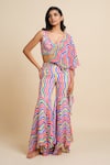 House Of Akshata_Multi Color Georgette Sequins, Beads V-neck Vibrant Elegance Drape Sharara Set _Online_at_Aza_Fashions