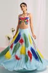 Shop_House Of Akshata_Multi Color Crepe, Net Sequins, Embroidery Asymmetric Elegance Lehenga Set _Online_at_Aza_Fashions