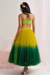 House Of Akshata_Green Net, Georgette Embroidery Round Neck Tropical Chic Ensemble Set _Online_at_Aza_Fashions