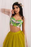 Shop_House Of Akshata_Green Net, Georgette Embroidery Round Neck Tropical Chic Ensemble Set _Online_at_Aza_Fashions