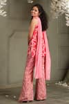 House Of Akshata_Red Crepe, Tissue Embroidery Scoop Neck Heart Embellished Co-ord Set _Online_at_Aza_Fashions