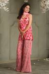 Buy_House Of Akshata_Red Crepe, Tissue Embroidery Scoop Neck Heart Embellished Co-ord Set _Online_at_Aza_Fashions